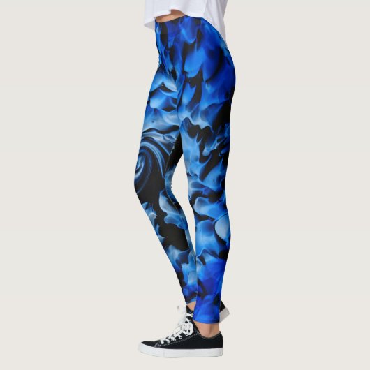 黒と青のガラス抽象芸術 レギンス (左)