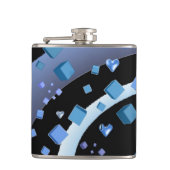 黒と青のキューブとハート フラスク (正面)