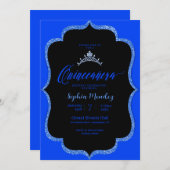 黒と青のキンセアニエラ招待状 招待状 (正面/裏面)