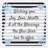 黒と青のクリスマス恵みシール スクエアシール (正面)