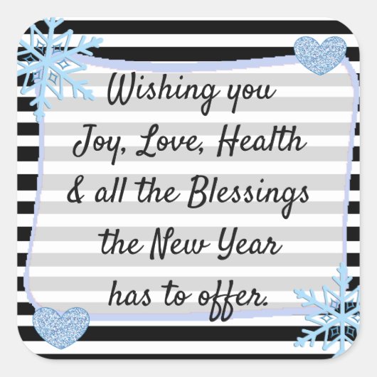 黒と青のクリスマス恵みシール スクエアシール (正面)