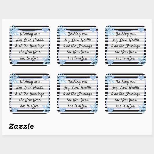 黒と青のクリスマス恵みシール スクエアシール (シート)