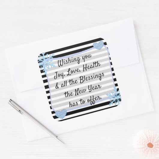 黒と青のクリスマス恵みシール スクエアシール (封筒)