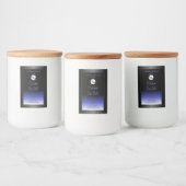 黒と青のグラデーション製品ラベルのグリッターロゴ フードラベル (ボトル)