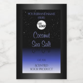 黒と青のグラデーション製品ラベルのグリッターロゴ フードラベル (シングルラベル)