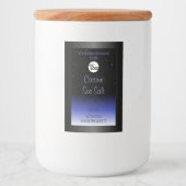 黒と青のグラデーション製品ラベルのグリッターロゴ フードラベル (正面)