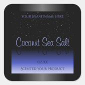 黒と青のグラデーション製品ラベルソフトグリッター スクエアシール (正面)