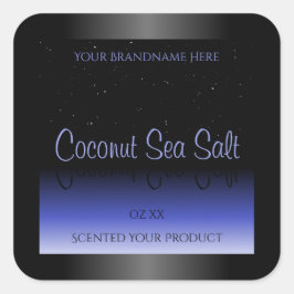 黒と青のグラデーション製品ラベルソフトグリッター スクエアシール