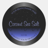 黒と青のグラデーション製品ラベルソフトグリッター ラウンドシール (正面)