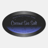 黒と青のグラデーション製品ラベルソフトグリッター 楕円形シール (正面)