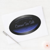 黒と青のグラデーション製品ラベルソフトグリッター 楕円形シール (封筒)