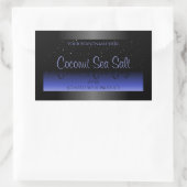 黒と青のグラデーション製品ラベルソフトグリッター 長方形シール (バッグ)