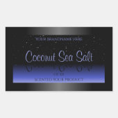 黒と青のグラデーション製品ラベルソフトグリッター 長方形シール (正面)