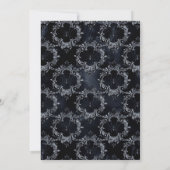 黒と青のゴシック様式フローラリハーサルディナー 招待状 (裏面)