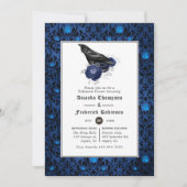 黒と青のゴシック様式フローラリハーサルディナー 招待状 (正面)