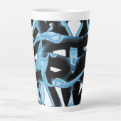 黒と青のスクラップまたはテープが破壊される カフェラテマグ (正面)