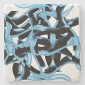 黒と青のスクラップまたはテープが破壊される ストーンコースター (正面)