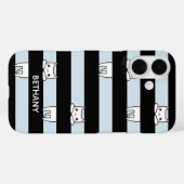 黒と青のストライプのキュートな猫の登攀 Case-Mate iPhoneケース (裏面 (横))