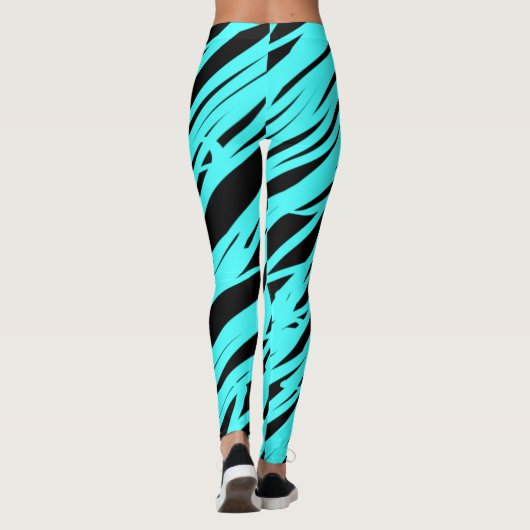 黒と青のストリークヨガパンツレギンス レギンス (裏面)