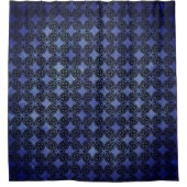 黒と青のダイヤモンドチェーンパターン シャワーカーテン (正面)