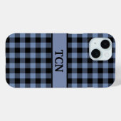 黒と青のチェック柄、バッファロー・チェック Case-Mate iPhoneケース (裏面 (横))