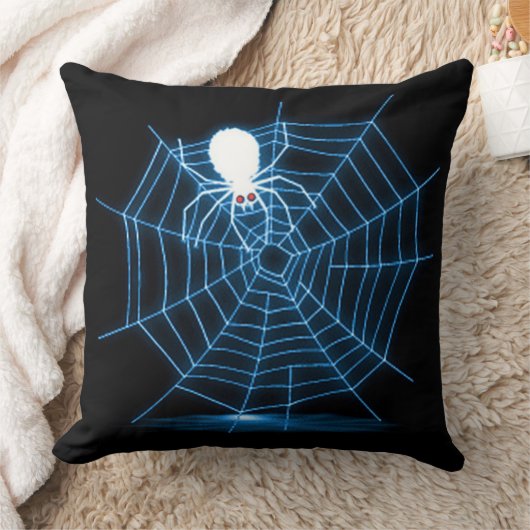 黒と青のハロウィンスパイダーウェブ クッション (ブランケット)
