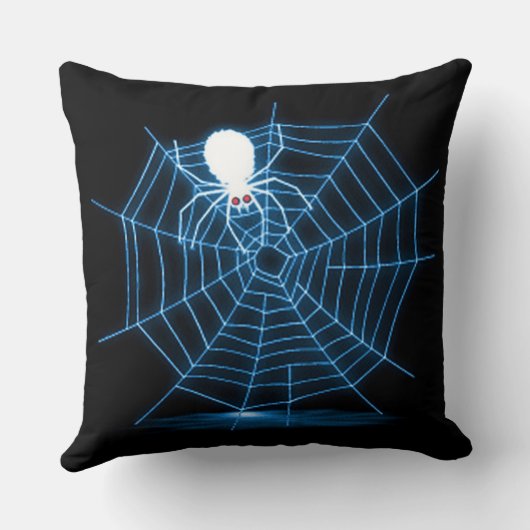 黒と青のハロウィンスパイダーウェブ クッション (裏面)