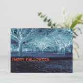 黒と青のハローウィンパーティ怖い森 招待状 (スタンド正面)