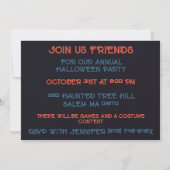 黒と青のハローウィンパーティ怖い森 招待状 (裏面)