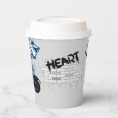 黒と青のバイク灰色 紙コップ (左)