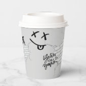 黒と青のバイク灰色 紙コップ (裏面)