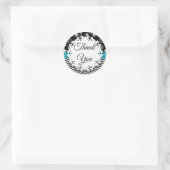 黒と青のフローラありがとう ラウンドシール (バッグ)