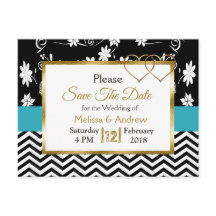 黒と青のフローラハート日付の保存