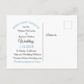 黒と青のマンダラウェディング日付を保存 案内ポストカード (裏面)