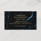 黒と青の大理石とフェイク金ゴールド文字II 名刺 (裏面)