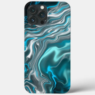 黒と青の大理石の流体アート iPhone 13 PRO MAXケース