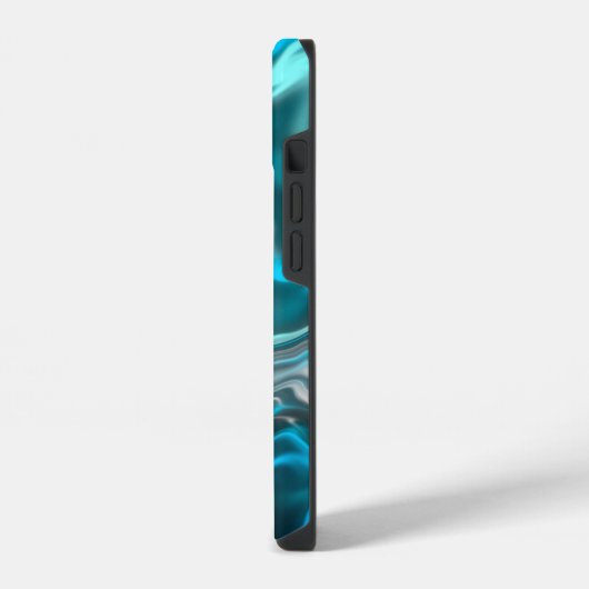 黒と青の大理石の流体アート iPhoneケース (左側面)