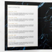 黒と青の大理石サロンまたは製品パンフレット 三つ折りカード (内部最初)