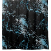 黒と青の大理石抽象芸術 シャワーカーテン (正面)