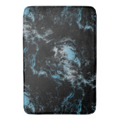 黒と青の大理石抽象芸術 バスマット (正面縦)