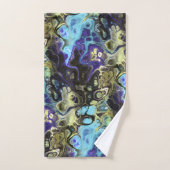 黒と青の大理石絞り染め バスタオルセット (ハンドタオル)