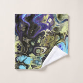 黒と青の大理石絞り染め バスタオルセット (ウォッシュタオル)