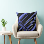 黒と青の対角線のストライプ クッション (椅子)