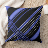 黒と青の対角線のストライプ クッション (ブランケット)