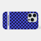 黒と青の小さな犬の足あと カスタムネーム iPhoneケース (裏面横)