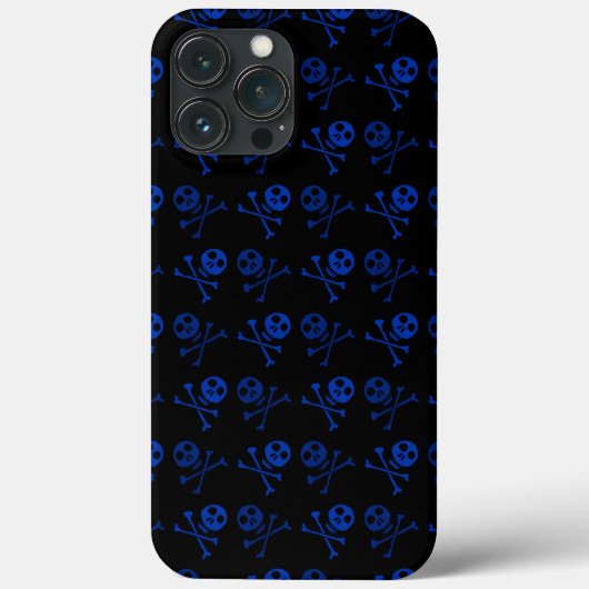黒と青の漫画のスカルパターン Case-Mate iPhoneケース (裏面)