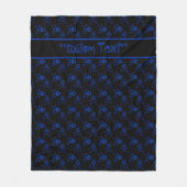 黒と青の漫画スカルとカスタム文字 フリースブランケット (正面)