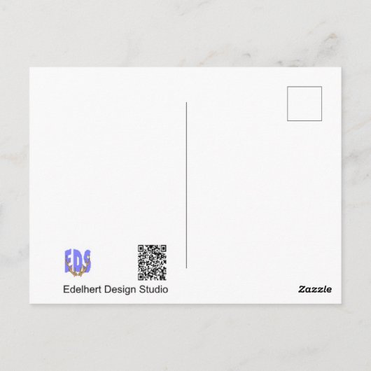 黒と青の白まだら蝶DIYはがき ポストカード (裏面)