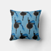 黒と青の背景枕にバレエダンサー クッション (裏面)