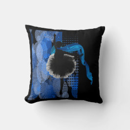 黒と青の背景枕にバレエダンサー クッション